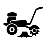stump grinder icon in black and white